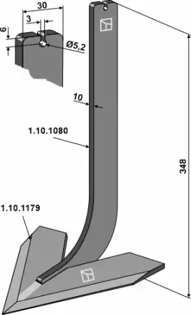 Stiel mit Schar 120mm