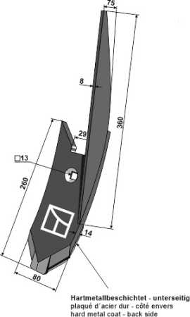 Randscharspitze - rechts - Hartmetallbeschichtet