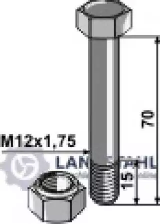 Abscherschraube M12 mit Sicherungsmutter