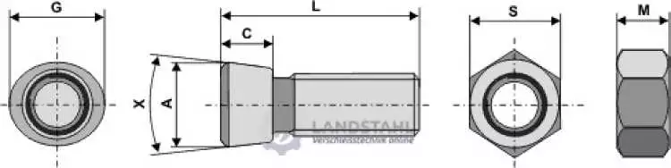 Scharschraube M12 x 1,75 x 37 mit Sechskantmutter