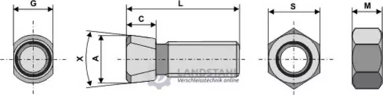 Scharschraube M12 x 1,75 x 40 mit Sechskantmutter