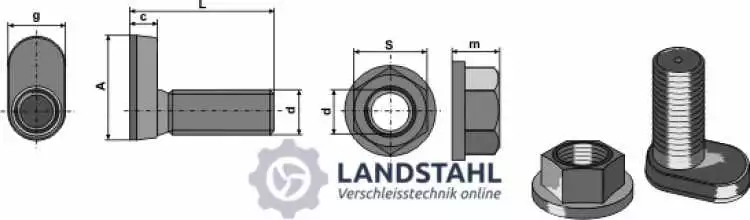 Konusschraube oval mit Bundmutter