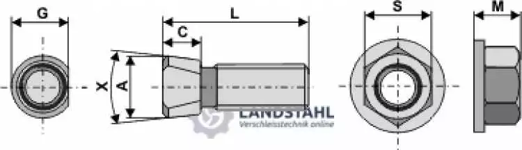 Scharschraube M14 x 2 x 45 mit Bundmutter
