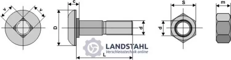Körperschraube M16 x 1,5 x 100 und Sechskantmutter