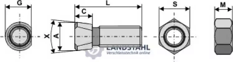 Scharschraube M16 x 2 x 80 mit Sechskantmutter