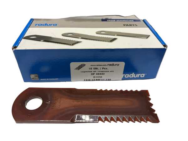 15 Stück Schlegelmesser, 175x50x4,5/20,1, gerade, dreiseitig, gezahnt, rot