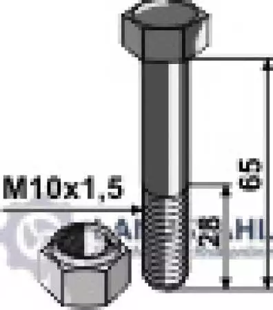 Schraube mit Sicherungsmutter - M10 - 10.9