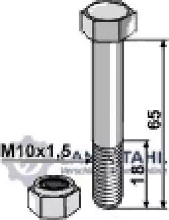 Schraube mit Sicherungsmutter - M10 - 10.9