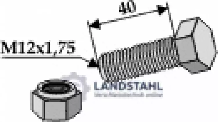 Schraube mit Sicherungsmutter - M12x1,75 - 8.8