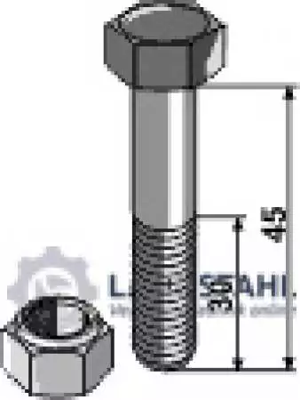 Schraube mit Sicherungsmutter - M12x1,75 - 10.9