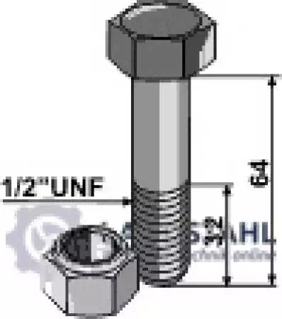 Schraube mit Sicherungsmutter - 1/2''UNF