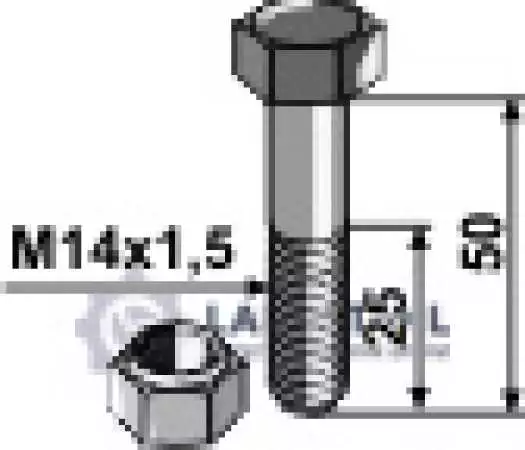 Schraube mit Sicherungsmutter - M14x1,5 - 12.9
