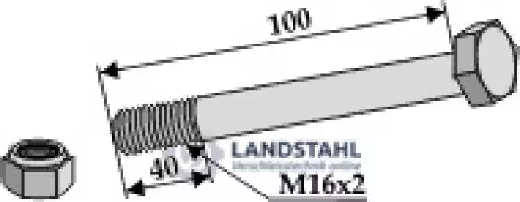 Schraube mit Sicherungsmutter - M16 x 2 - 10.9