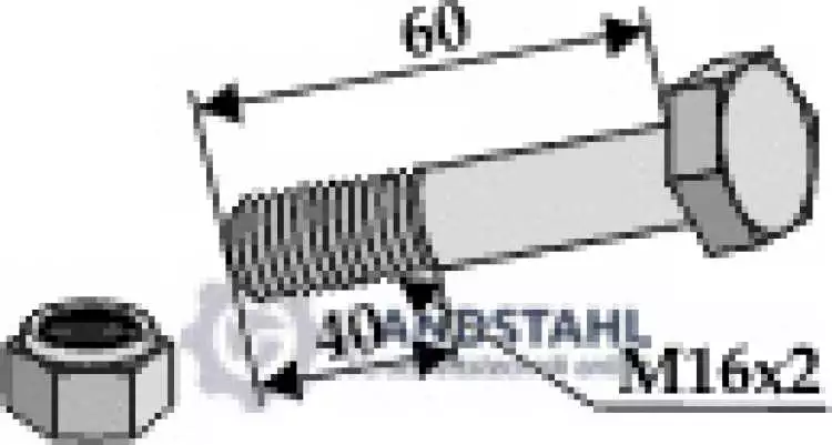 Schraube mit Sicherungsmutter - M16 x 2 - 10.9