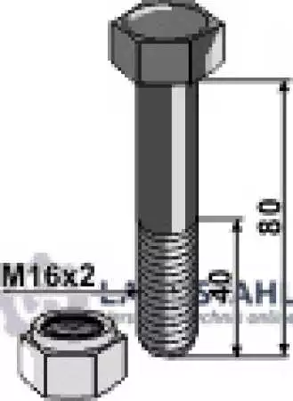 Schraube mit Sicherungsmutter - M16 x 2 - 10.9