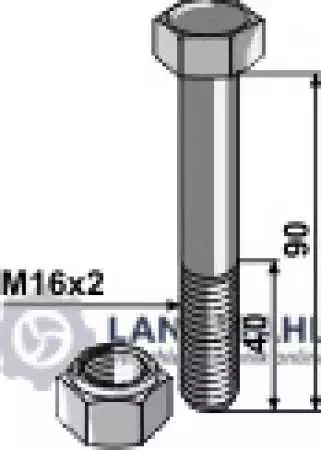 Schraube mit Sicherungsmutter - M16 x 2 - 10.9
