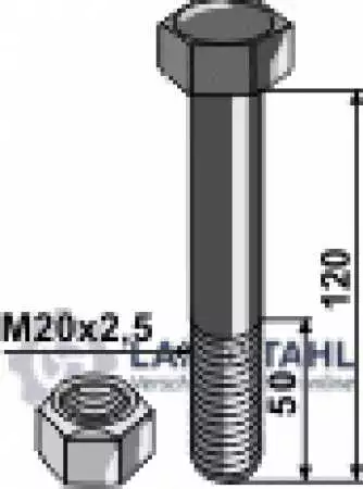 Schraube mit Sicherungsmutter - M20 x 2,5 - 10.9