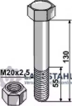 Schraube mit Sicherungsmutter - M20 x 2,5 - 10.9