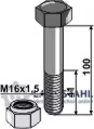 Schraube mit Sicherungsmutter - M16x1,5 - 10.9