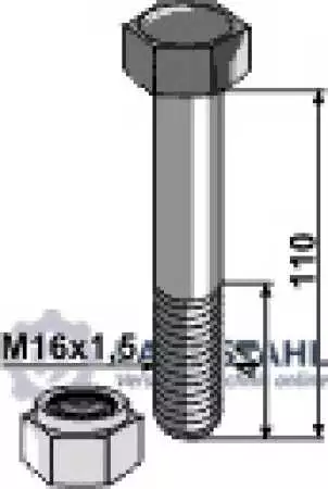 Schraube mit Sicherungsmutter - M16x1,5 - 10.9