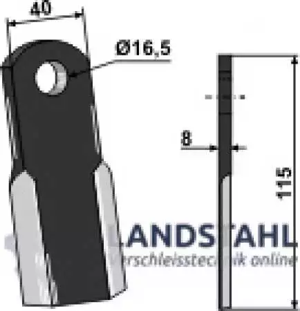 Gerades Messer 115x40mm