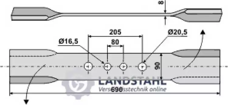 Mähermesser 690mm - links