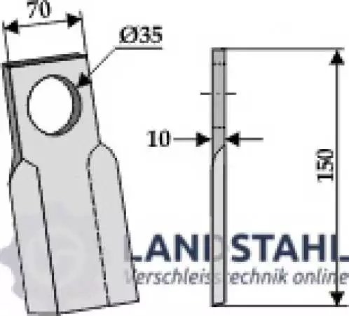 Gerades Messer 150x70mm - rechts