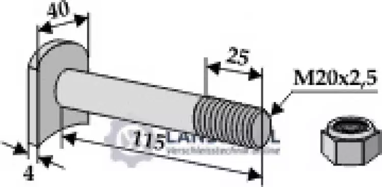 Schraube M 20 x 2,5 - 8.8 mit Sicherungsmutter