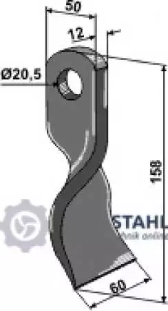 Gedrehtes-Messer 158x50mm