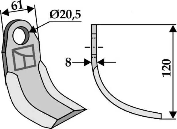 Bogenmesser 120x61mm