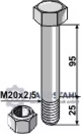 Schraube mit Sicherungsmutter - M20 x 2,5 - 10.9