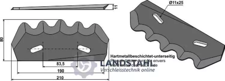 Futtermischwagenmesser - Hartmetall beschichtet, links