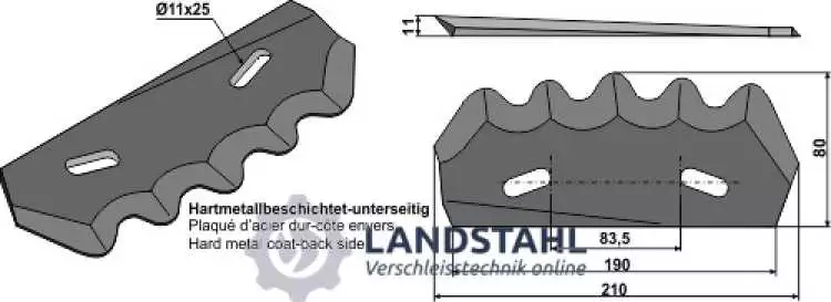 Futtermischwagenmesser - Hartmetall beschichtet, rechts