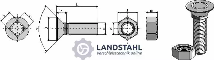 Pflugschraube DIN 608 M 8 X 1,25 X 30 und Sechskantmutter