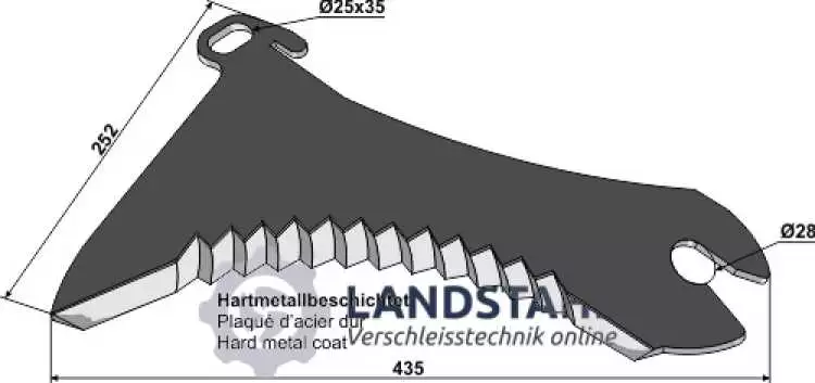 Ladewagenmesser Hartmetallbeschichtet 345mm