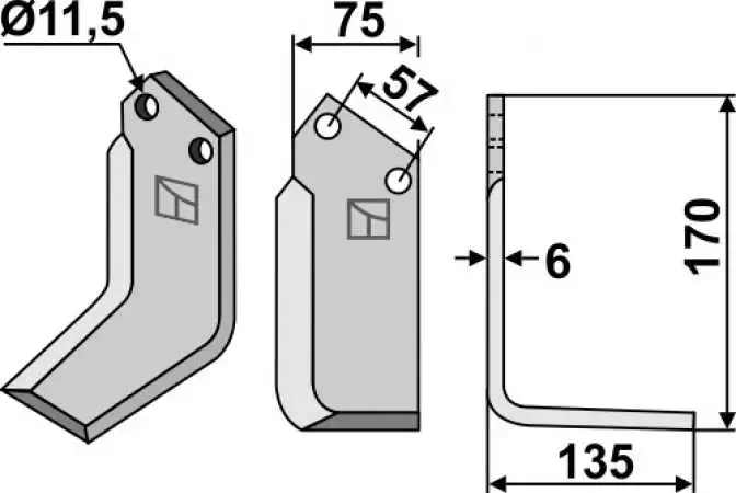Fräsmesser 170x75mm, rechts