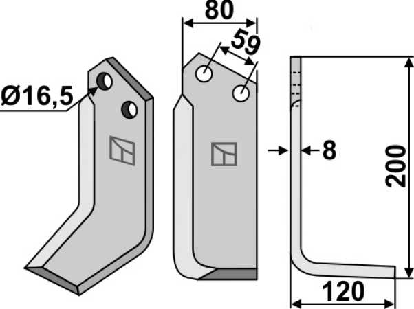 Fräsmesser 200x80mm, rechts