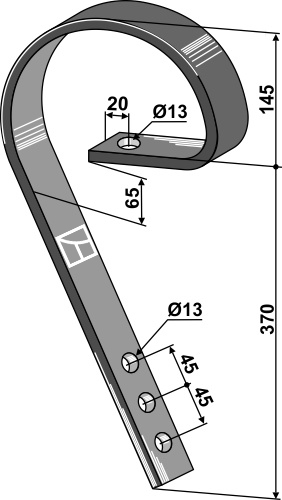 Schleppzinken links 32 x 10 mm