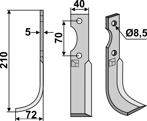 Schleppzinken rechts schwer 45 x 12 mm Schleppzinken rechts schwer 45 x 12 mm