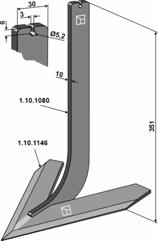 Stiel mit Schar 240mm