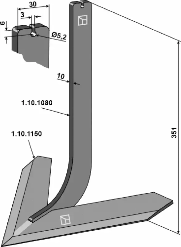 Stiel mit Schar 320mm