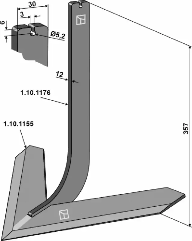 Stiel mit Schar 450mm