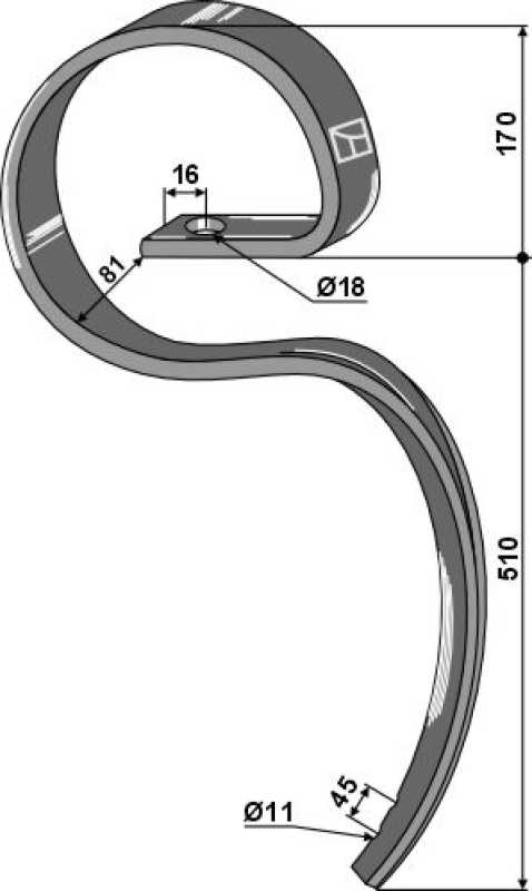 Federzinken 45x12 für Güttler