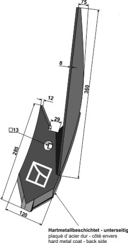 Randscharspitze - rechts - Hartmetallbeschichtet