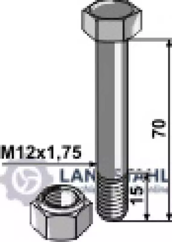 Abscherschraube M12 mit Sicherungsmutter