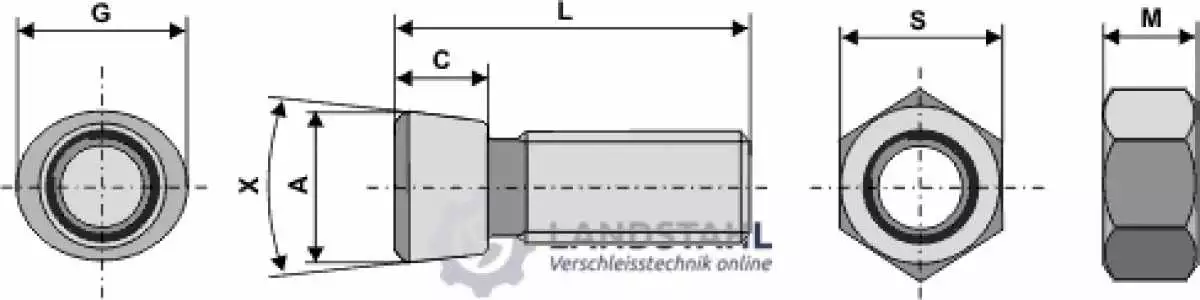 Scharschraube M12 x 1,75 x 30 mit Sechskantmutter