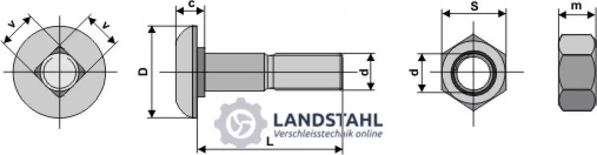 Körperschraube M16 x 1,5 x 100 und Sechskantmutter