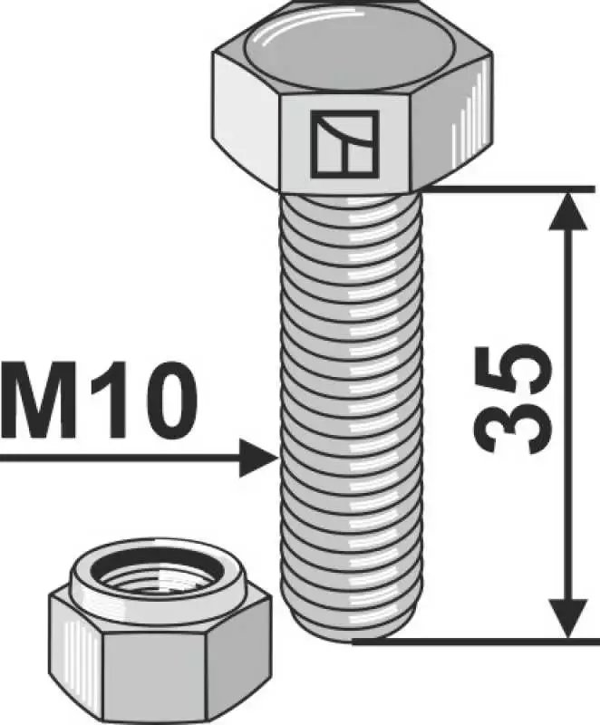 Schraube mit Sicherungsmutter M10x1x35 10.9