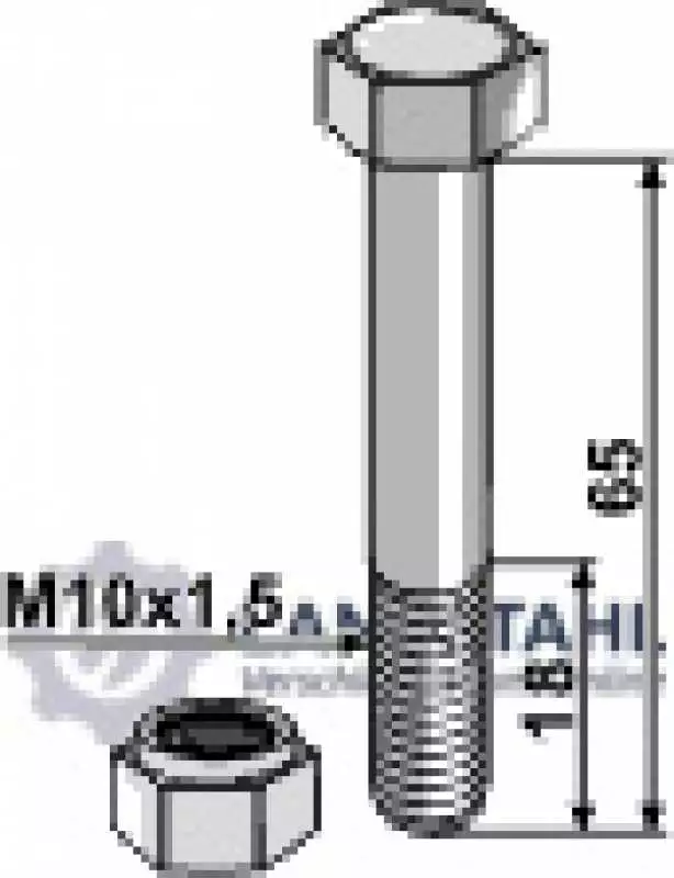 Schraube mit Sicherungsmutter - M10 - 10.9
