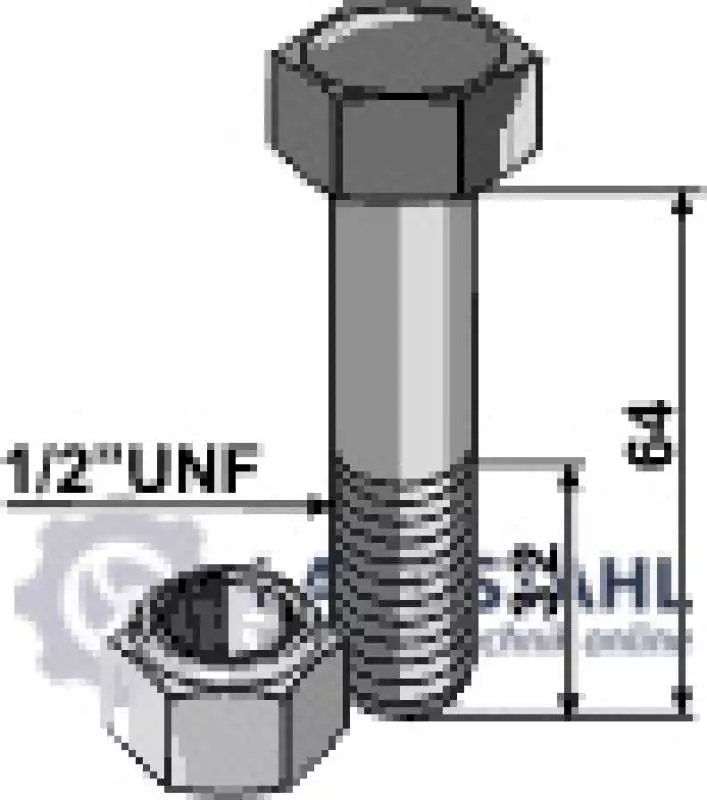 Schraube mit Sicherungsmutter - 1/2''UNF